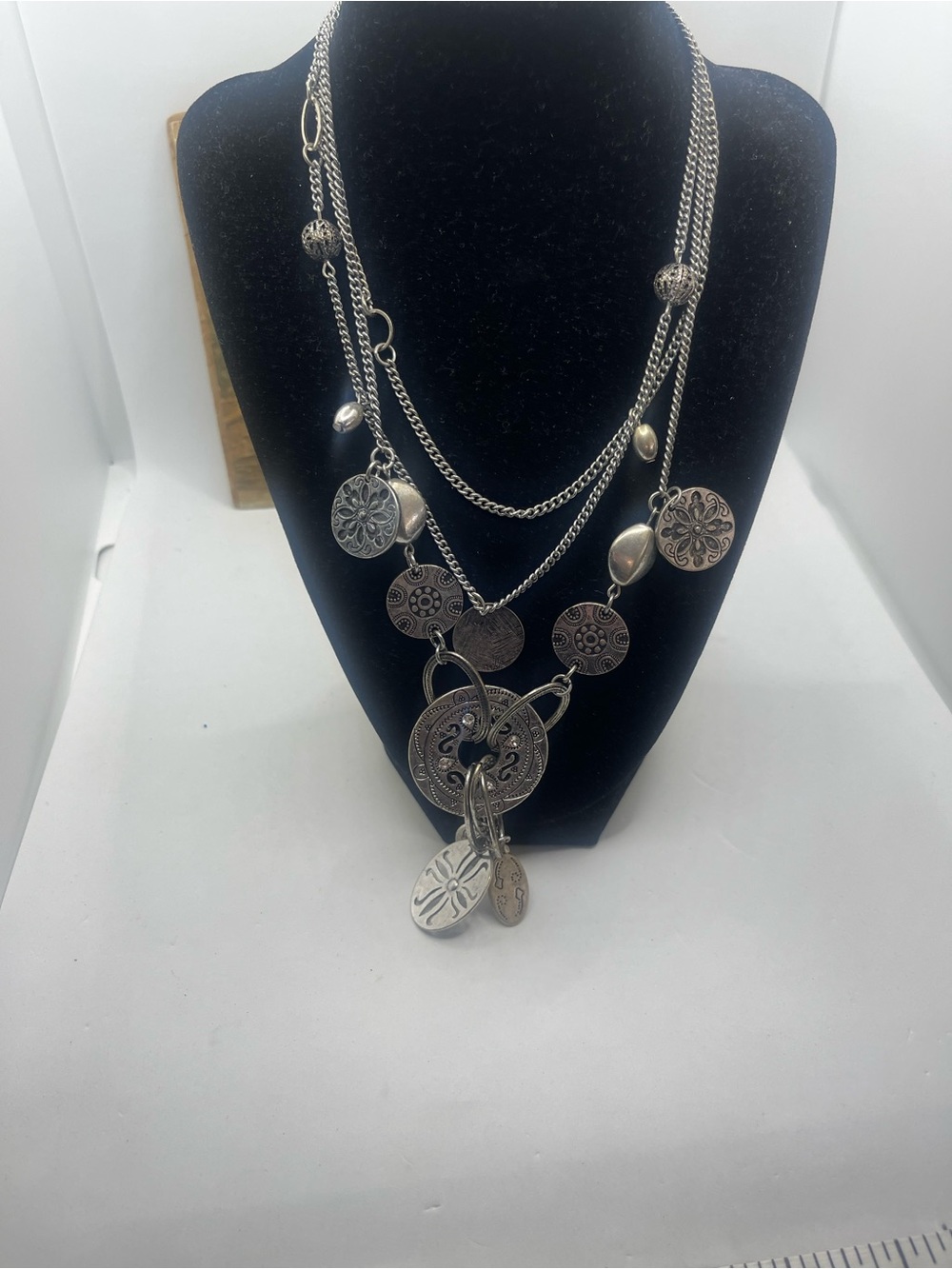 Silver-Tone Multi-Layer Coin Charm Necklace - Women Jewelry
